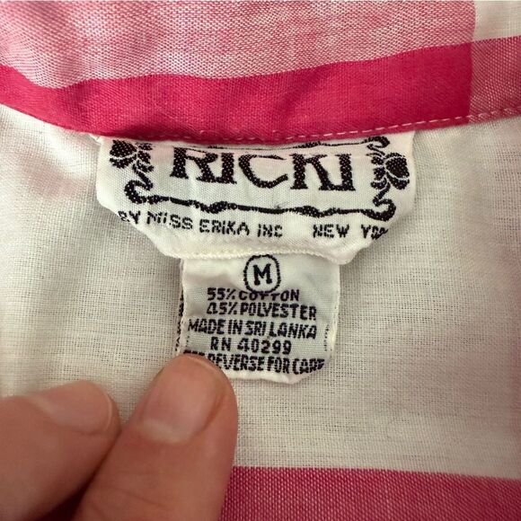 Ricki Button Down Shirt Gingham Plaid Vintage Medium - Picture 4 of 4